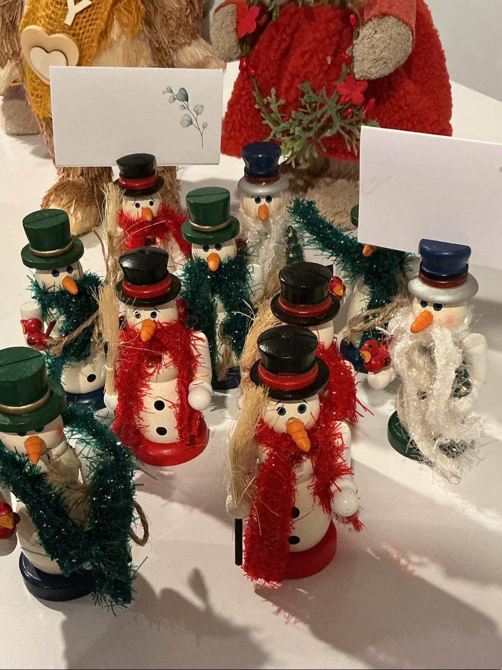 Holiday  snowman ⛄️ Place Card Holders -Red,Green,White set of 10 Cards included